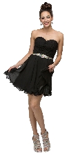 Strapless Ruched Bust Short Homecoming Bridesmaid Dress in Black