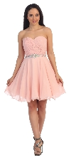 Strapless Ruched Bust Short Homecoming Bridesmaid Dress in Blush
