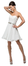 Strapless Ruched Bust Short Homecoming Bridesmaid Dress in Off White