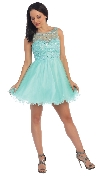 Bejeweled Bust Short Babydoll Homecoming Party Dress in Mint