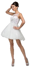 Bejeweled Bust Short Babydoll Homecoming Party Dress in an alternate image