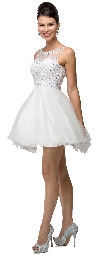 Bejeweled Bust Short Babydoll Homecoming Party Dress in an alternate image