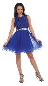 Lace Top Tulle Skirt Short Homecoming Party Dress in Royal Blue