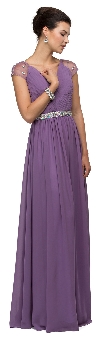 Main image of V-Neck Pleated Jewels Waist Long Formal Bridesmaid Dress