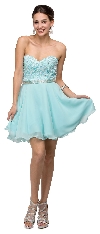 Main image of Strapless Lace Bust Short Homecoming Party Dress