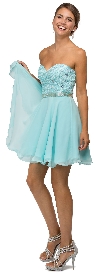 Strapless Lace Bust Short Homecoming Party Dress in an alternative image