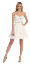 Strapless Lace Bust Short Homecoming Party Dress in Off White