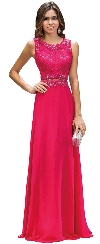Main image of Mock Two Piece Lace Bodice Floor Length Prom Dress