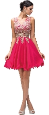 Main image of Sleeveless Embroidered Bodice Short Homecoming Party Dress