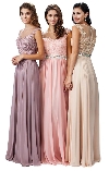 Main image of Embroidered Lace Sheer Top Long Formal Prom Dress