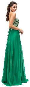 Strapless Lace Embroidered Bodice Long Formal Prom Dress in Green