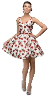 Main image of V-Neck Rose Print Jewel Waist Short Homecoming Dress