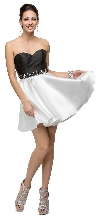 Strapless Sweetheart Two Tone Short Homecoming Party Dress in Black/White