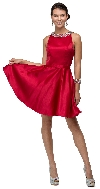 Jeweled Collar Scoop Neck Short Homecoming Party Dress in Red