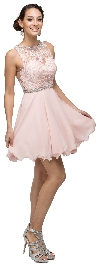 Illusion Sweetheart Neck Short Tulle Homecoming Party Dress in Blush