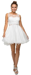 Illusion Sweetheart Neck Short Tulle Homecoming Party Dress in an alternate image