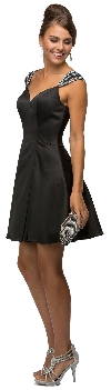 Jeweled Cap Sleeves Flared Short Homecoming Party Dress in an alternative image