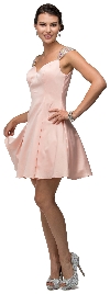 Jeweled Cap Sleeves Flared Short Homecoming Party Dress in Blush