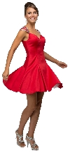 Jeweled Cap Sleeves Flared Short Homecoming Party Dress in Red
