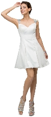 Jeweled Cap Sleeves Flared Short Homecoming Party Dress in White