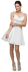 Jeweled Cap Sleeves Flared Short Homecoming Party Dress in an alternative image
