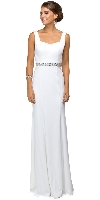 Main image of Wide V-Neck Beaded Waist Long Formal Prom Dress