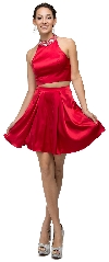 Main image of Jeweled Collar Two Piece Short Homecoming Party Dress