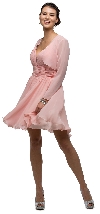 V-Neck Ruched Bodice Short Homecoming Bridesmaid Dress in Blush