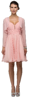 V-Neck Ruched Bodice Short Homecoming Bridesmaid Dress in an alternative image