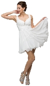 V-Neck Ruched Bodice Short Homecoming Bridesmaid Dress in Off White