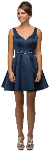 Main image of V-Neck Fit & Flare Short Homecoming Party Dress
