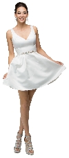 V-Neck Fit & Flare Short Homecoming Party Dress in an alternative image