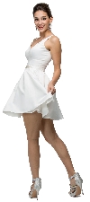 V-Neck Fit & Flare Short Homecoming Party Dress in an alternate image