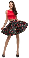 Cherry Print Short Two Piece Party Homecoming Dress in an alternative image