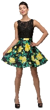 Main image of Lace Top Floral Skirt Short Homecoming Party Dress