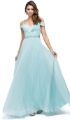 Cold Shoulder Beaded Waist Long Bridesmaid Prom Dress in Aqua