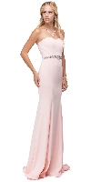 Sweetheart Neck Rhinestones Waist Long Jersey Prom Dress in Blush