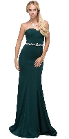 Sweetheart Neck Rhinestones Waist Long Jersey Prom Dress in Hunter Green
