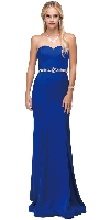 Main image of Sweetheart Neck Rhinestones Waist Long Jersey Prom Dress