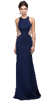 Main image of Embellished Mesh Accent Racerback Long Evening Prom Dress