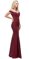 Main image of Mock Off-the-shoulder Bejeweled Neck Long Prom Dress
