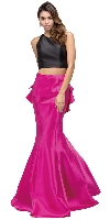 Main image of Short Top Long Ruffled Back Skirt Two Piece Prom Dress