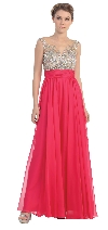 Main image of Bejeweled Mesh Bust Long Prom Pageant Dress