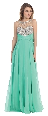 Main image of Rhinestones Mesh Bust Long Prom Pageant Dress