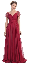 Short Sleeves Twist Knot Bust Long Formal MOB Dress in an alternative picture
