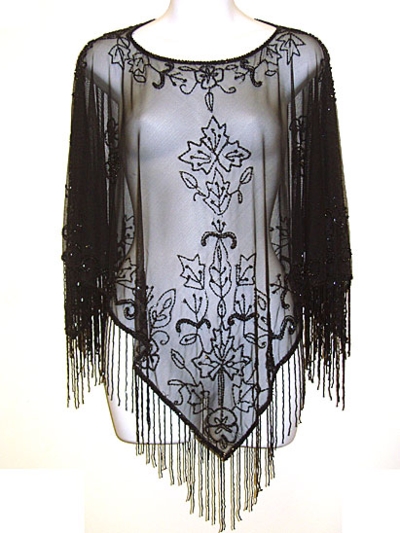 Hand Beaded Mesh Poncho