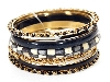 Main image of Set of 7 Piece Black/Ivory Colored Bangle Bracelets