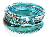 Main image of Set of 12 Turquoise Colored Bangle Bracelets