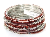 Main image of Set of 12 Brown/Silver Colored Bangle 