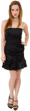 Main image of Strapless Fitted Short Party Dress with Floral Appliques
